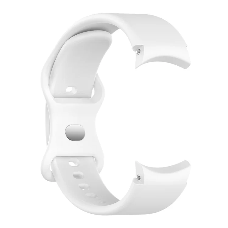 For Samsung Galaxy Watch 4/Watch 4 Classic Silicone Watch Band 20mm Quick Release Wrist Strap with Butterfly Buckle for Sports Watch - White
