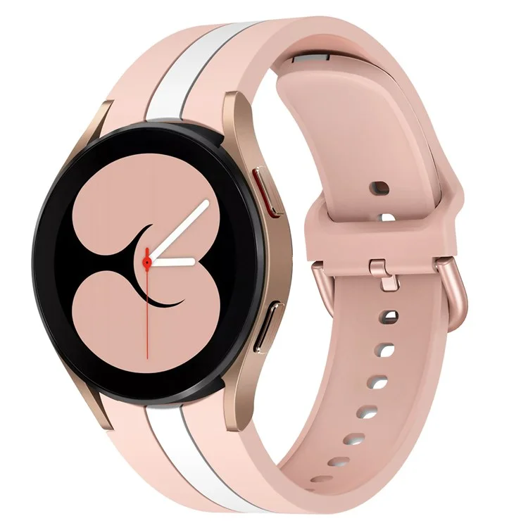 Para Samsung Galaxy Watch6 40mm 44mm / Watch6 Classic 43mm 47mm / Watch 5 40mm 44mm / 5 Pro 45mm / Watch4 40mm 44mm Correa de Reloj de Silicona Liberación Rápida Pulsera Deportiva Reemplazo de Banda de Reloj - Rosa / Blanco