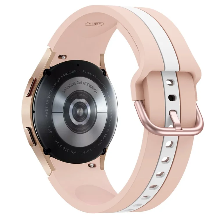 Para Samsung Galaxy Watch6 40mm 44mm / Watch6 Classic 43mm 47mm / Watch 5 40mm 44mm / 5 Pro 45mm / Watch4 40mm 44mm Correa de Reloj de Silicona Liberación Rápida Pulsera Deportiva Reemplazo de Banda de Reloj - Rosa / Blanco