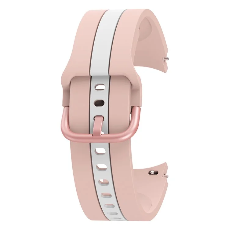 Para Samsung Galaxy Watch6 40mm 44mm / Watch6 Classic 43mm 47mm / Watch 5 40mm 44mm / 5 Pro 45mm / Watch4 40mm 44mm Correa de Reloj de Silicona Liberación Rápida Pulsera Deportiva Reemplazo de Banda de Reloj - Rosa / Blanco