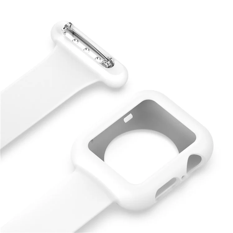 Pour Apple Watch Series 10 42mm / 9 8 7 41mm / 6 5 4 SE SE (2022) SE (2023) 40mm / 3 2 1 38mm Coque de protection en silicone antichoc pour montre intelligente - Blanc