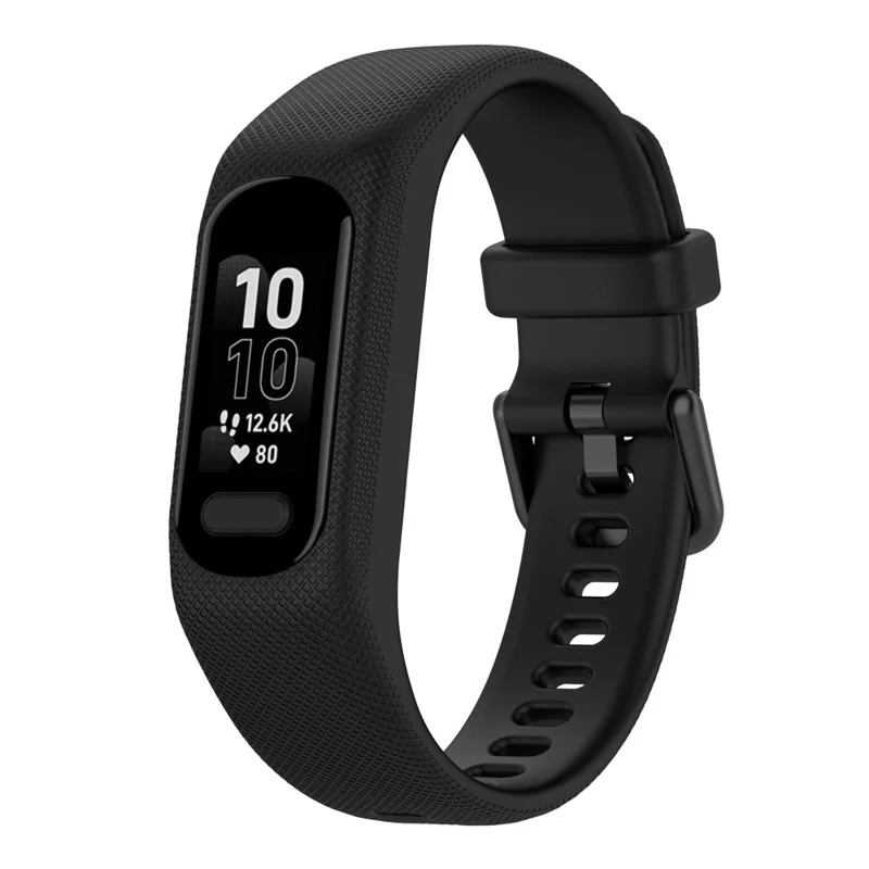 Para Garmin Smart 5 Cinta de Relógio de Substituição Resistente a Choques de Silicone Texturizado de Liberação Rápida, Tamanho P - Preto