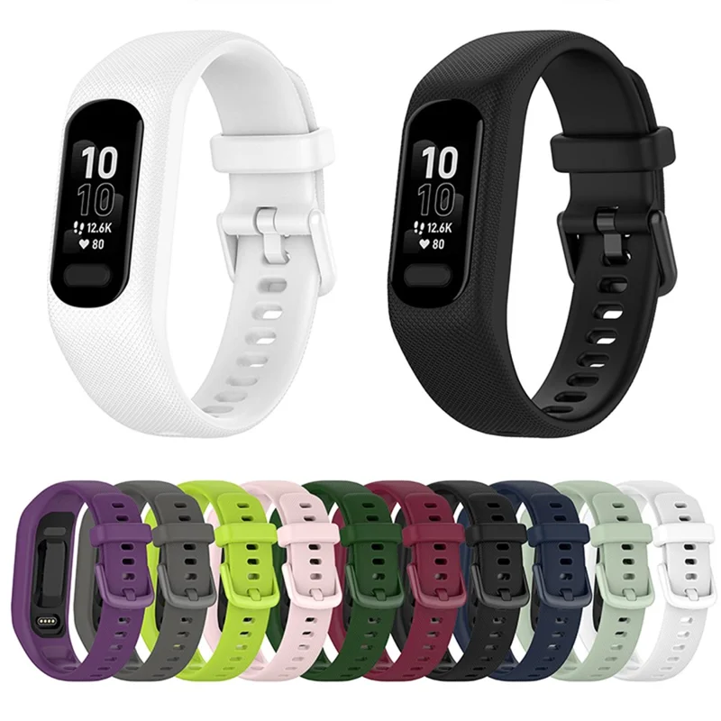Para Garmin Smart 5 Cinta de Relógio de Substituição Resistente a Choques de Silicone Texturizado de Liberação Rápida, Tamanho P - Preto