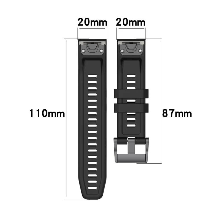 For Garmin Fenix 7S/6S Pro/5S/5S Plus/Instinct 2S Silicone Watchband Wrist Strap Sports Watch Quick Release Watch Band with Buckle - Red