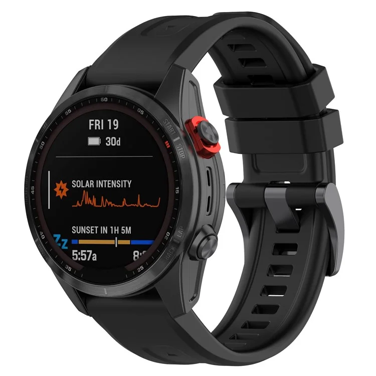 For Garmin Fenix 7/Epix Gen2/Descent G1/COROS VERTIX Silicone Watch Band Quick Release Wrist Strap Sports Watch Replacement Watchband - Black