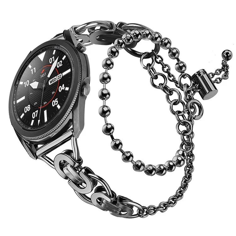 Per Samsung Galaxy Watch4 Active 40mm 44mm/Watch4 Classic 46mm 42mm Dual Circle Hollow Out Bead Decor Watch Band Stainless Steel Bracelet Wristband Strap - Nero