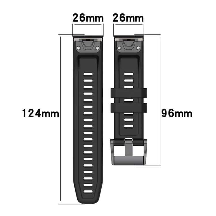 For Garmin Fenix 7X / 7X Solar / Tactic 7 Strap 26mm Silicone Watch Band Quick Release - Grey