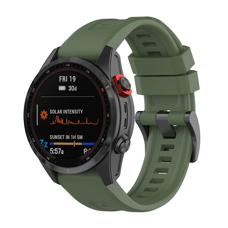 For Garmin Fenix 7S/Fenix 6S/Instinct 2S Quick Release Watch Strap Silicone Wrist Band Sports Watch 20mm Watchband with Metal Buckle - Midnight Green