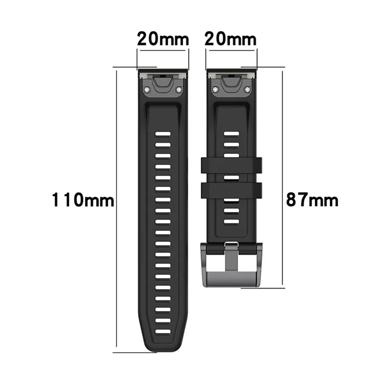 For Garmin Fenix 7S/Fenix 6S/Instinct 2S Quick Release Watch Strap Silicone Wrist Band Sports Watch 20mm Watchband with Metal Buckle - Midnight Green