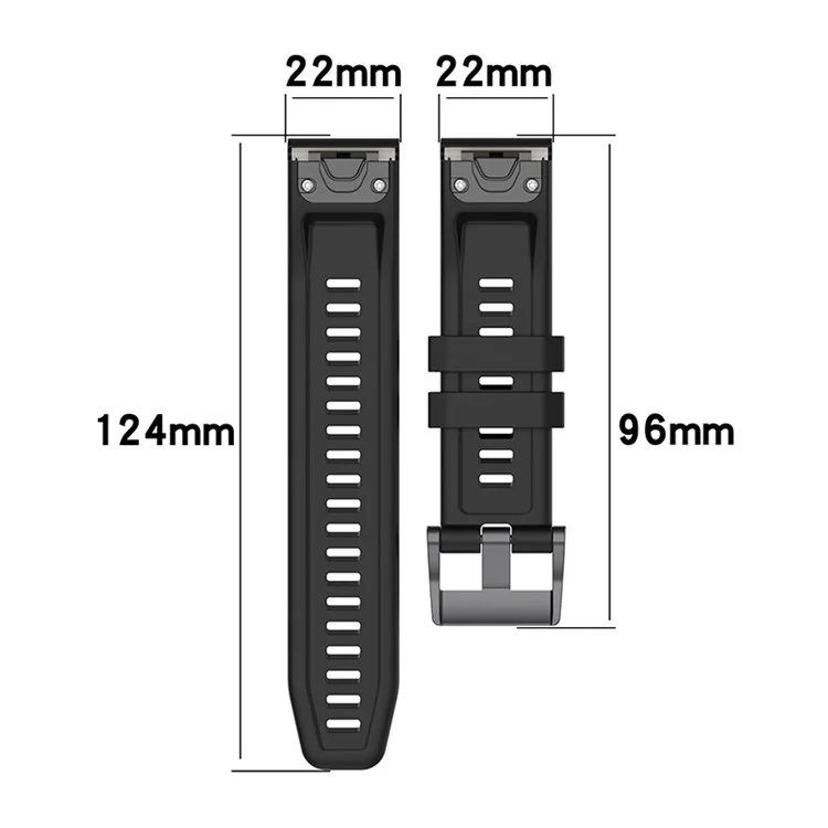 Para Garmin Fenix 7/7 Solar/Epix Gen2 Pulseira de Relógio de Liberação Rápida 22mm Pulseira de Silicone Esporte Relógio de Substituição Watchband com Fivela de Metal - Verde Meia-Noite