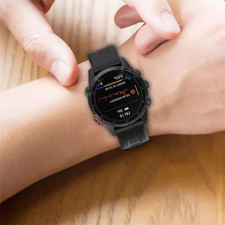 Para Garmin Fenix 7/7 Solar/Epix Gen2 Pulseira de Relógio de Liberação Rápida 22mm Pulseira de Silicone Esporte Relógio de Substituição Watchband com Fivela de Metal - Verde Meia-Noite
