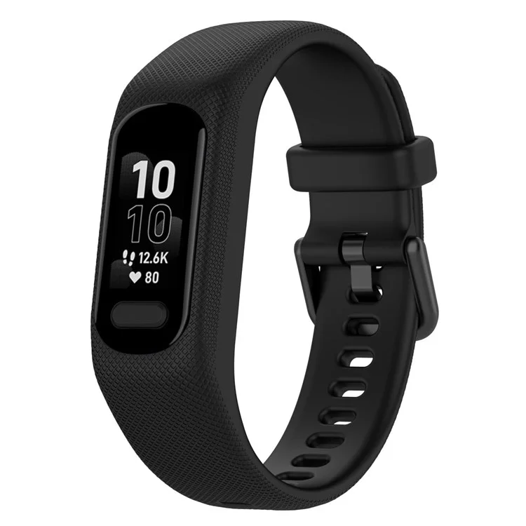 For Garmin Vivosmart 5 Anti-scratch Silicone Watch Band with Case Protector Wrist Strap - Black