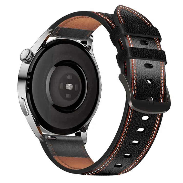Para Samsung Galaxy Watch3 45mm/Watch 46mm Micrófibra Cuero Banda Reloj Correa de Muñeca 22mm - Negro