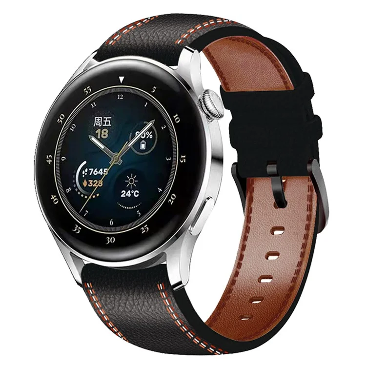 Para Samsung Galaxy Watch3 45mm/Watch 46mm Micrófibra Cuero Banda Reloj Correa de Muñeca 22mm - Negro