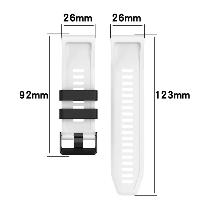 For Garmin Fenix 7X/6X/5X 26mm Replacement Smart Watch Strap Dual Color Silicone Watchband - Black/White