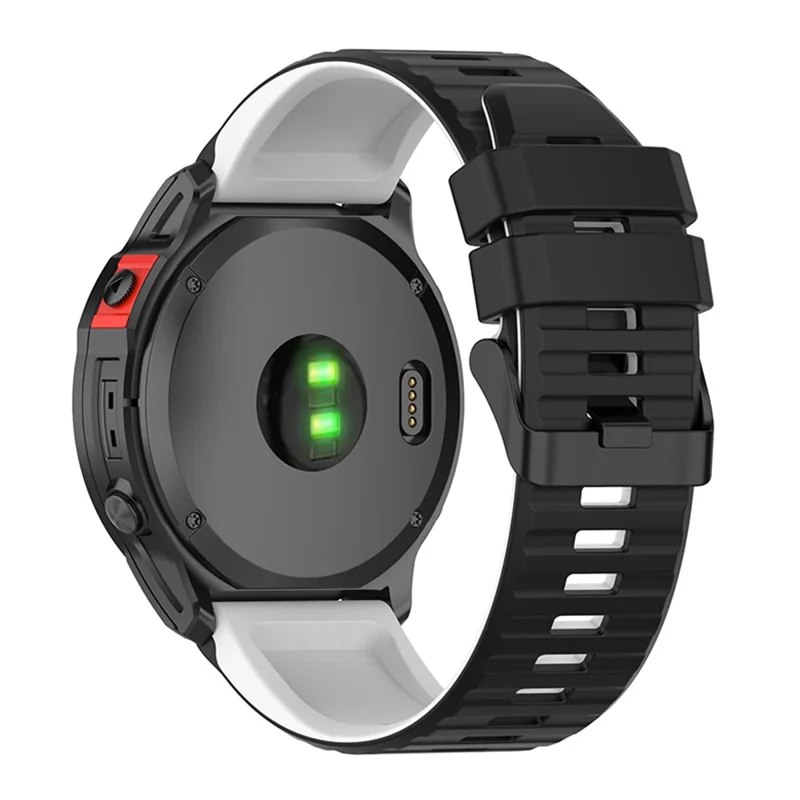 For Garmin Fenix 7X/6X/5X 26mm Replacement Smart Watch Strap Dual Color Silicone Watchband - Black/White