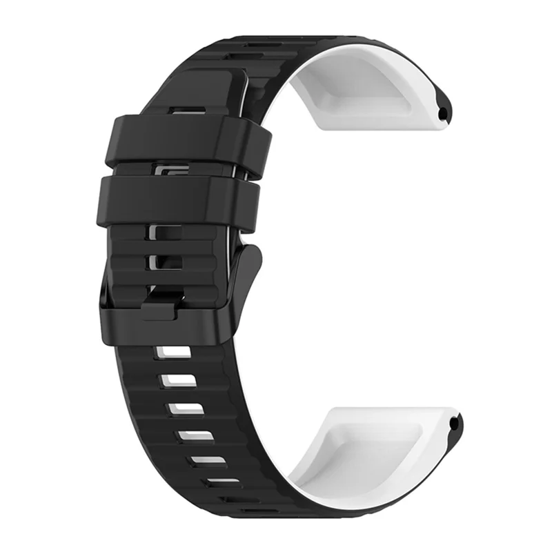 For Garmin Fenix 7X/6X/5X 26mm Replacement Smart Watch Strap Dual Color Silicone Watchband - Black/White