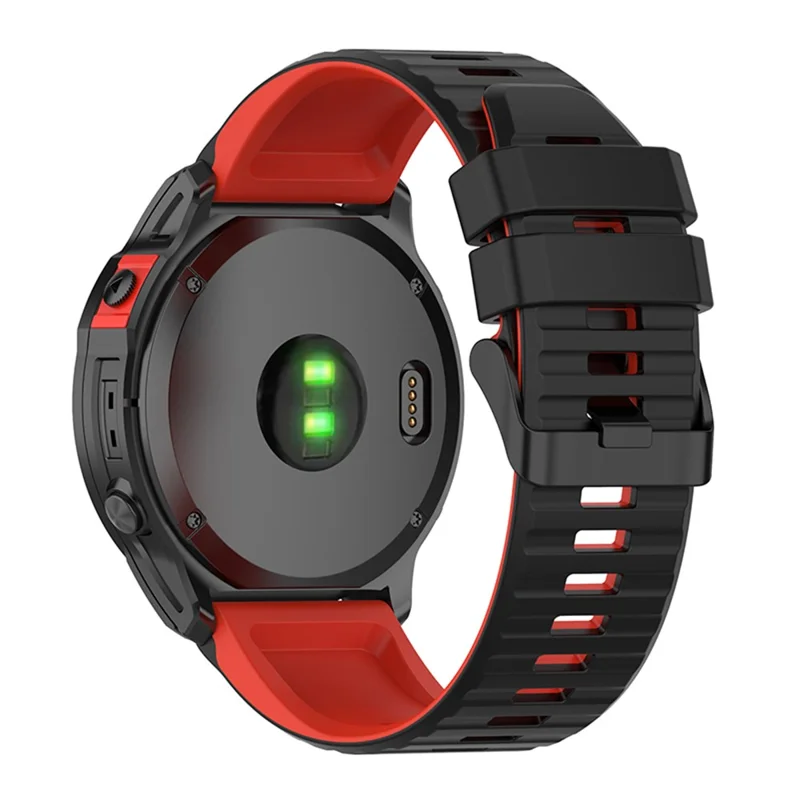 For Garmin Fenix 7X/6X/5X 26mm Replacement Smart Watch Strap Dual Color Silicone Watchband - Black/Red