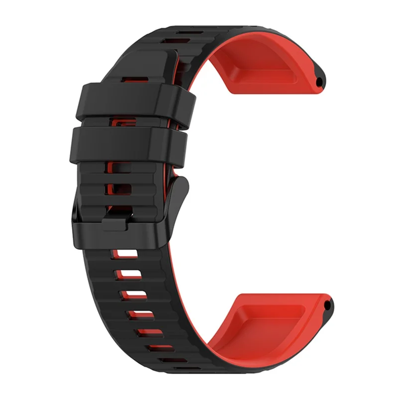For Garmin Fenix 7X/6X/5X 26mm Replacement Smart Watch Strap Dual Color Silicone Watchband - Black/Red