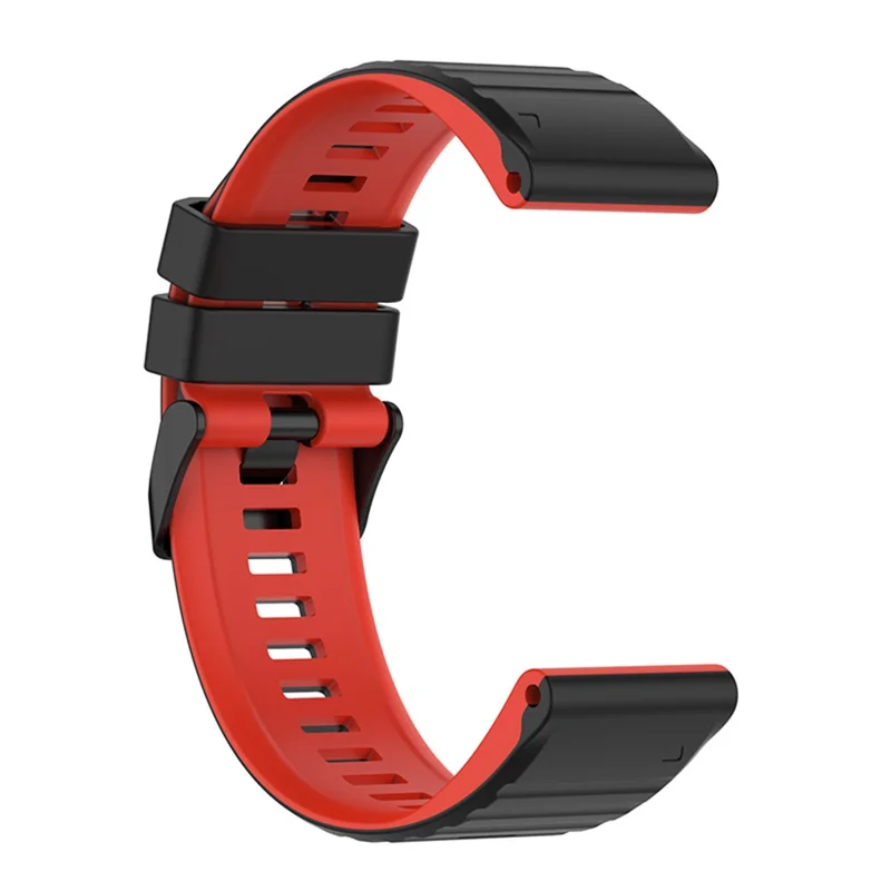 For Garmin Fenix 7X/6X/5X 26mm Replacement Smart Watch Strap Dual Color Silicone Watchband - Black/Red
