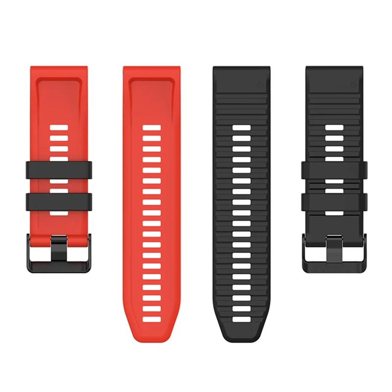 For Garmin Fenix 7X/6X/5X 26mm Replacement Smart Watch Strap Dual Color Silicone Watchband - Black/Red