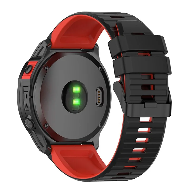 For Garmin Fenix 7 / 6 / 5 / Amazfit Falcon Silicone Watch Band 22mm Dual Color Adjustable Smart Watch Strap Replacement - Black / Red