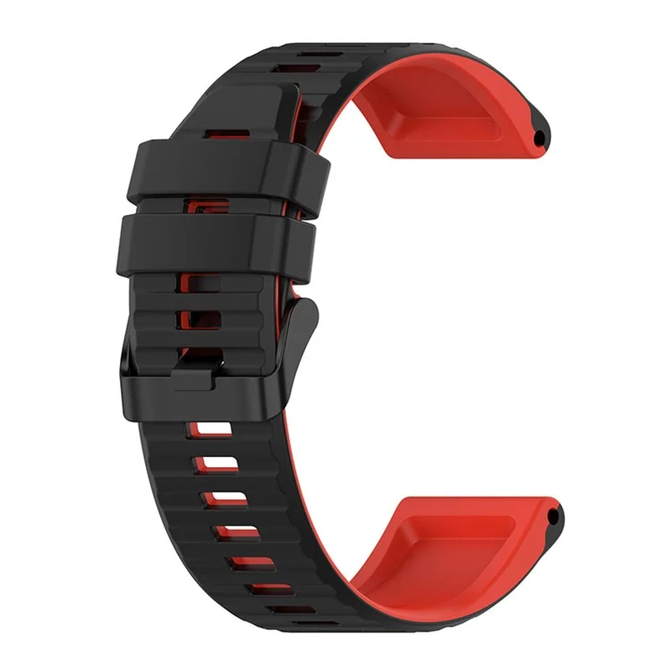 For Garmin Fenix 7 / 6 / 5 / Amazfit Falcon Silicone Watch Band 22mm Dual Color Adjustable Smart Watch Strap Replacement - Black / Red