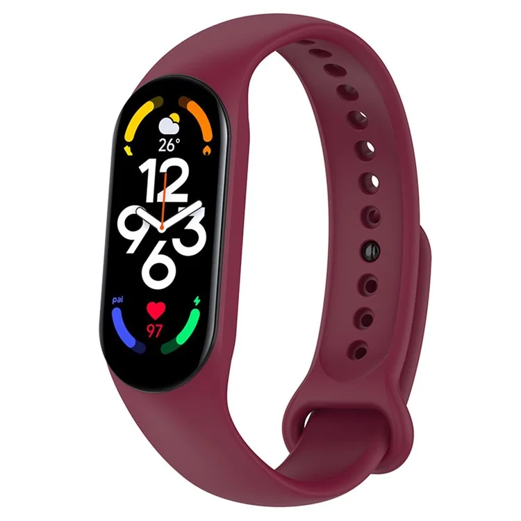 For Xiaomi Mi Band 7/6/5 TPU Watch Band Quick Release Wrist Strap for Sports Watch Replacement Accessories - Wine Red