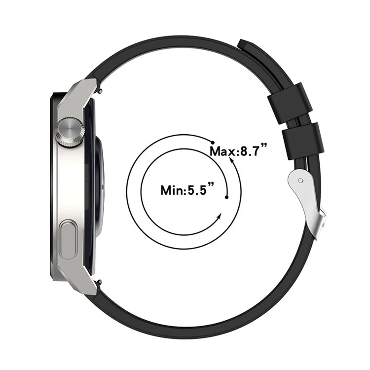 Für Huawei Watch GT 3 Pro 46mm/GT 2 46mm Pro/GT 2 46mm Silikonarmband 22mm Verstellbares Armband mit Silberstift-Schnalle - Schwarz