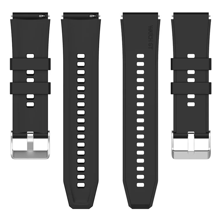 For Huawei Watch GT 3 Pro 46mm/GT 2 46mm Pro/GT 2 46mm Silicone Watch Band 22mm Adjustable Wrist Strap with Silver Pin Buckle - Black