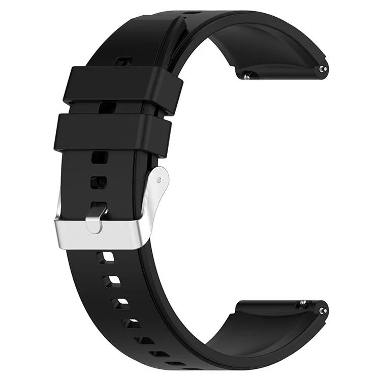 Für Huawei Watch GT 3 Pro 46mm/GT 2 46mm Pro/GT 2 46mm Silikonarmband 22mm Verstellbares Armband mit Silberstift-Schnalle - Schwarz