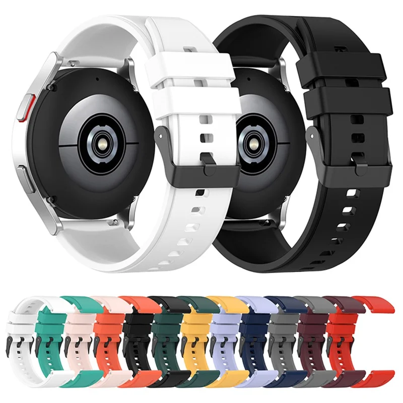 For Samsung Watch Heart-S / Heart-L / Galaxy Watch6 40mm 44mm / Watch6 Classic 43mm 47mm / Watch 5 40mm 44mm / 5 Pro 45mm / Watch4 40mm 44mm Replacement Watch Strap 20mm Silicone Watch Band - Wine Red