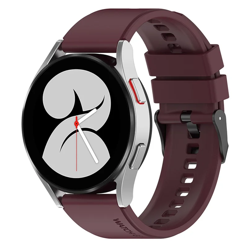 For Samsung Watch Heart-S / Heart-L / Galaxy Watch6 40mm 44mm / Watch6 Classic 43mm 47mm / Watch 5 40mm 44mm / 5 Pro 45mm / Watch4 40mm 44mm Replacement Watch Strap 20mm Silicone Watch Band - Wine Red