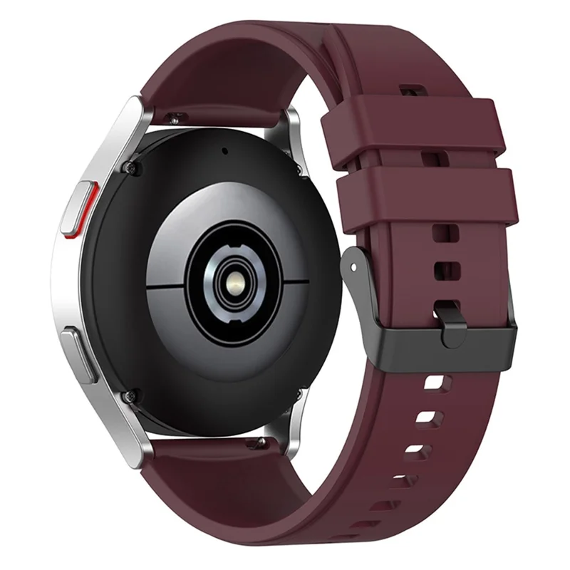 For Samsung Watch Heart-S / Heart-L / Galaxy Watch6 40mm 44mm / Watch6 Classic 43mm 47mm / Watch 5 40mm 44mm / 5 Pro 45mm / Watch4 40mm 44mm Replacement Watch Strap 20mm Silicone Watch Band - Wine Red
