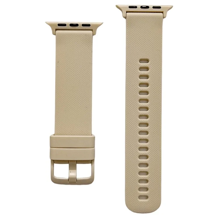 Für Apple Watch Series 10 42 mm / 9 8 7 41 mm / 6 5 4 SE SE (2022) SE (2023) 40 mm / 3 2 1 38 mm Strukturierter Silikon-Smartwatch-Armband Ersatz - Khaki