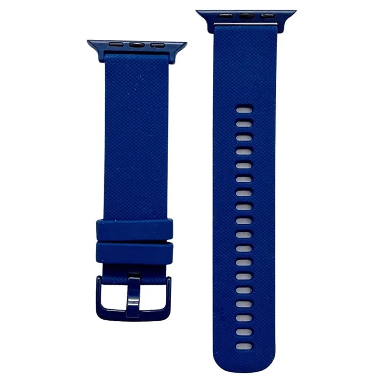 For Apple Watch Series 7 41mm / 6/5/4/SE 40mm / 3/2/1 38mm Textured Silicone Smart Watch Band Wrist Strap Replacement - Blue