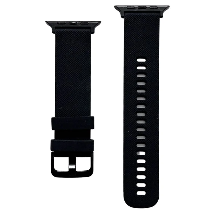 Pour Apple Watch Series 10 46mm / Ultra 2 Ultra 49mm / 9 8 7 45mm / SE (2023) SE (2022) SE 6 5 4 44mm / 3 2 1 42mm Bracelet de montre en silicone texturé Boucle ardillon réglable Bracelet de remplacement - Noir