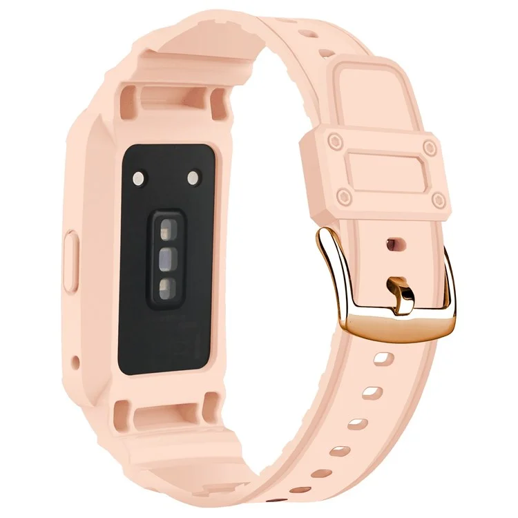 For Honor Band 6/Huawei Band 6/7 Replacement TPU Watch Band Adjustable Wrist Strap + Watch Case - Pink