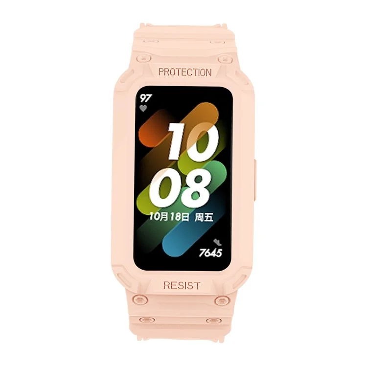 Pour Honor Band 6 / Huawei Band 6/7 Remplacement TPU Watch Band Strap De Poignet Réglable + Case De Montre - Rose