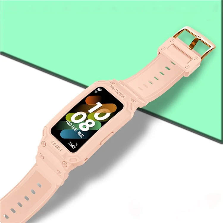 Per Honor Band 6/Huawei Band 6/7 Sostituzione TPU Watch Band Regolable Wrist Cinp + Watch Case - Rosa