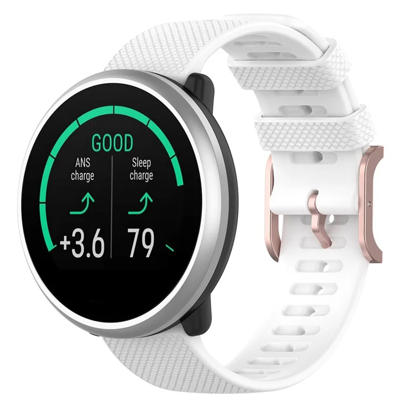 For Polar Ignite/Ignite2/Unite/Pacer Silicone Watch Strap Dots Design Square Buckle Wrist Band Replacement 20mm - White