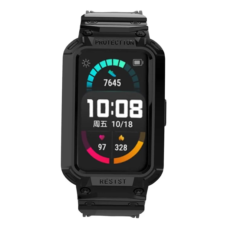 Per Huawei Watch Fit/Honor Watch ES Soft TPU Watch Band Adjustable Wrist Strap Sostituzione + Watch Case - Nero