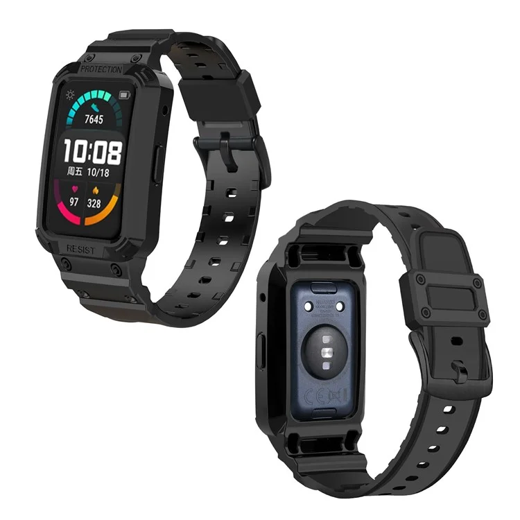 Per Huawei Watch Fit/Honor Watch ES Soft TPU Watch Band Adjustable Wrist Strap Sostituzione + Watch Case - Nero