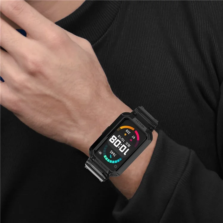 Per Huawei Watch Fit/Honor Watch ES Soft TPU Watch Band Adjustable Wrist Strap Sostituzione + Watch Case - Nero
