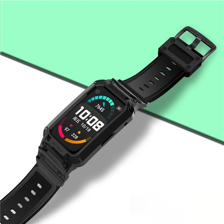 Per Huawei Watch Fit/Honor Watch ES Soft TPU Watch Band Adjustable Wrist Strap Sostituzione + Watch Case - Nero