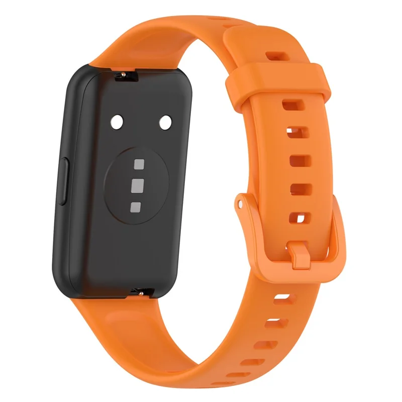 Banda de reloj inteligente de silicona para Huawei Band 7, correa de muñeca reemplazable de color sólido y ajustable - Naranja