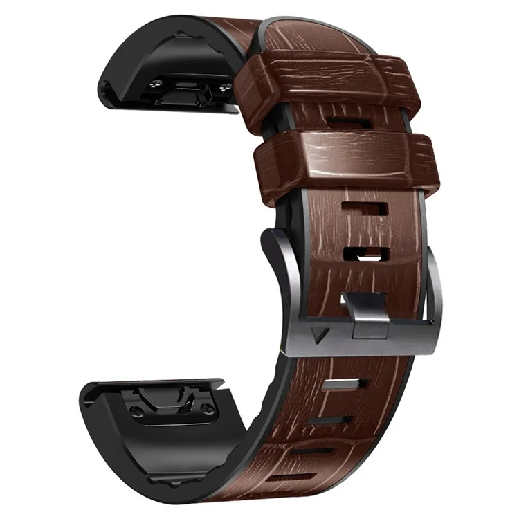 Pour Garmin Fenix ​​7/6 Pro / 5 Plus Brotte De Montre De Remplacement De 22 Mm Crocodile Texture En Cuir En Silicone En Silicone - Café