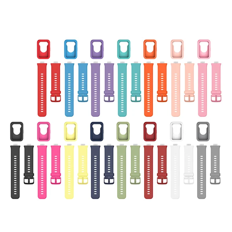 Silicone Watch Band for Huawei Watch Fit, Replacement Adjustable Wrist Strap + Anti-scratch Watch Case - Light Pink