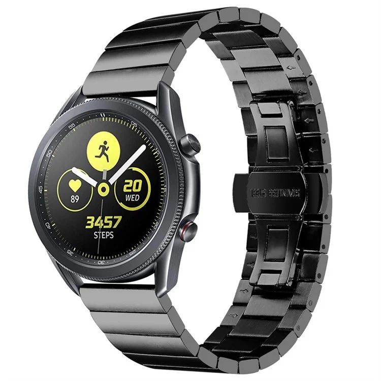 Для Samsung Gear S3 Classic/Galaxy Watch 46мм/Watch4 Classic 46мм, Ремешок для часов с пряжкой, Нержавеющая сталь - Черный
