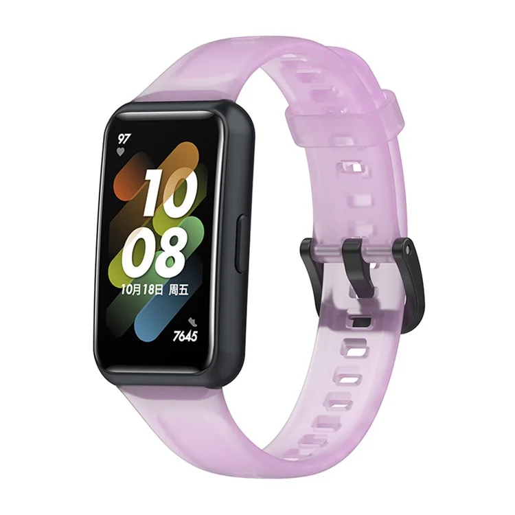 Transparentes Smart Watch Band für Huawei Band 7, weiches Silikon-Armband zum Austauchen - Transparentes Lila